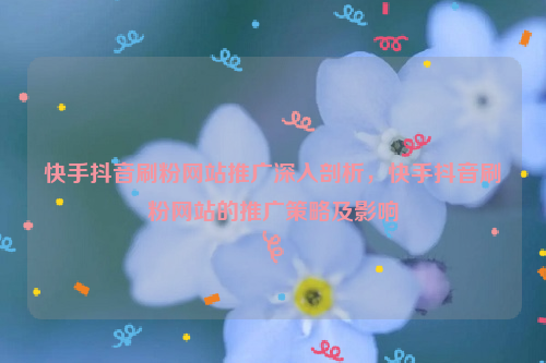 快手抖音刷粉网站推广深入剖析，快手抖音刷粉网站的推广策略及影响