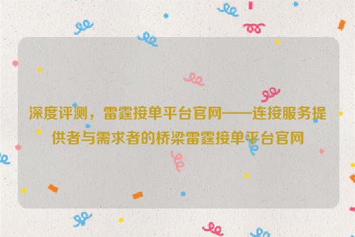 深度评测，雷霆接单平台官网——连接服务提供者与需求者的桥梁雷霆接单平台官网