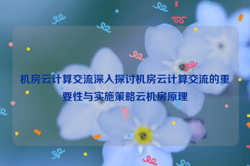 机房云计算交流深入探讨机房云计算交流的重要性与实施策略云机房原理