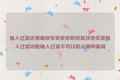 输入过滤评测编程专家教你如何高效地实现输入过滤功能输入过滤不可以防止哪种漏洞