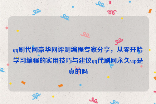 qq刷代网豪华网评测编程专家分享，从零开始学习编程的实用技巧与建议qq代刷网永久vip是真的吗