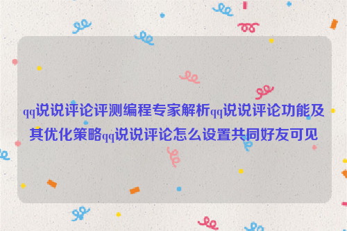 qq说说评论评测编程专家解析qq说说评论功能及其优化策略qq说说评论怎么设置共同好友可见