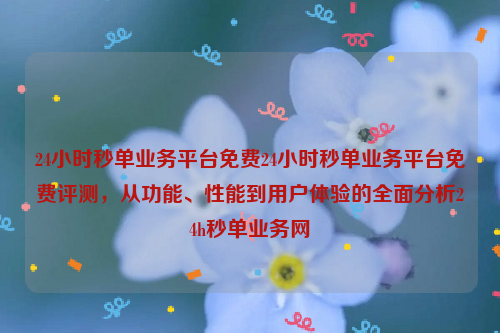 24小时秒单业务平台免费24小时秒单业务平台免费评测，从功能、性能到用户体验的全面分析24h秒单业务网