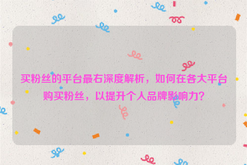 买粉丝的平台最右深度解析，如何在各大平台购买粉丝，以提升个人品牌影响力？