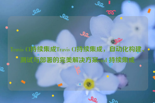 Travis CI持续集成Travis CI持续集成，自动化构建、测试与部署的完美解决方案cicd 持续集成