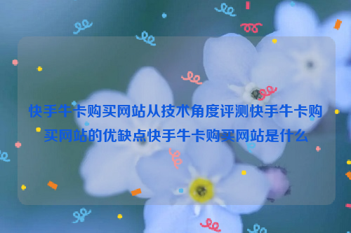 快手牛卡购买网站从技术角度评测快手牛卡购买网站的优缺点快手牛卡购买网站是什么