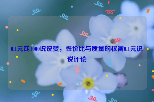 0.1元钱1000说说赞，性价比与质量的权衡0.1元说说评论