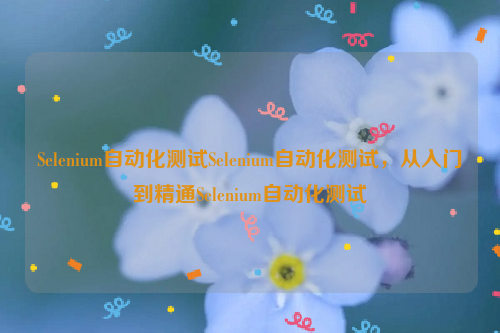 Selenium自动化测试Selenium自动化测试，从入门到精通Selenium自动化测试