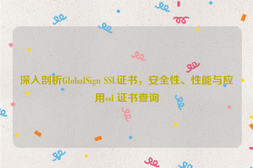 深入剖析GlobalSign SSL证书，安全性、性能与应用ssl 证书查询