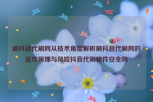 刷抖音代刷网从技术角度解析刷抖音代刷网的运作原理与风险抖音代刷软件安全吗