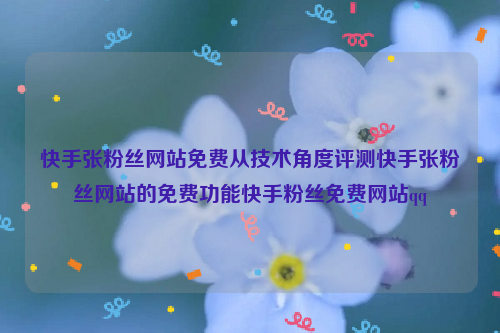 快手张粉丝网站免费从技术角度评测快手张粉丝网站的免费功能快手粉丝免费网站qq