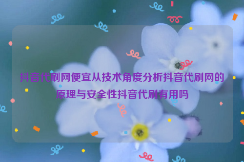 抖音代刷网便宜从技术角度分析抖音代刷网的原理与安全性抖音代刷有用吗