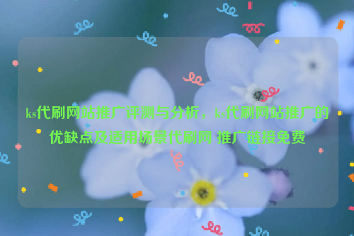 ks代刷网站推广评测与分析，ks代刷网站推广的优缺点及适用场景代刷网 推广链接免费