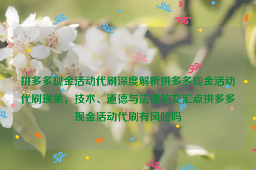 拼多多现金活动代刷深度解析拼多多现金活动代刷现象，技术、道德与法律的交汇点拼多多现金活动代刷有风险吗