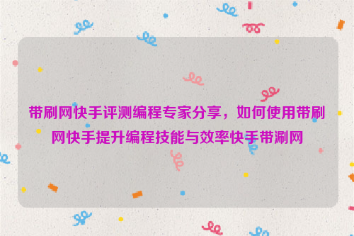 带刷网快手评测编程专家分享，如何使用带刷网快手提升编程技能与效率快手带涮网