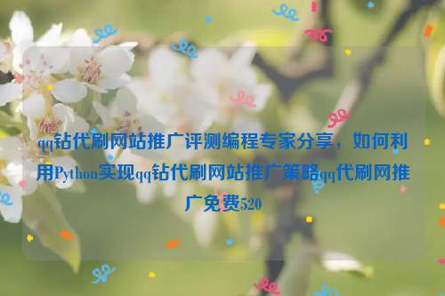 qq钻代刷网站推广评测编程专家分享，如何利用Python实现qq钻代刷网站推广策略qq代刷网推广免费520