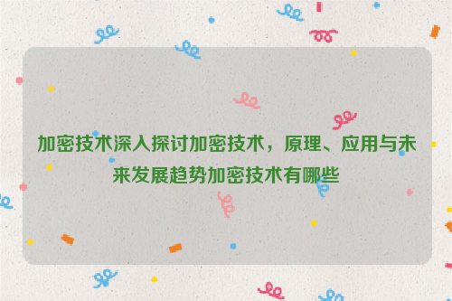 加密技术深入探讨加密技术，原理、应用与未来发展趋势加密技术有哪些