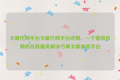 卡盟代网平台卡盟代网平台评测，一个值得信赖的在线服务解决方案卡盟拿货平台