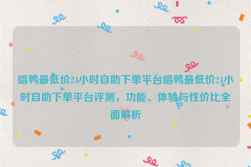 唱鸭最低价24小时自助下单平台唱鸭最低价24小时自助下单平台评测，功能、体验与性价比全面解析