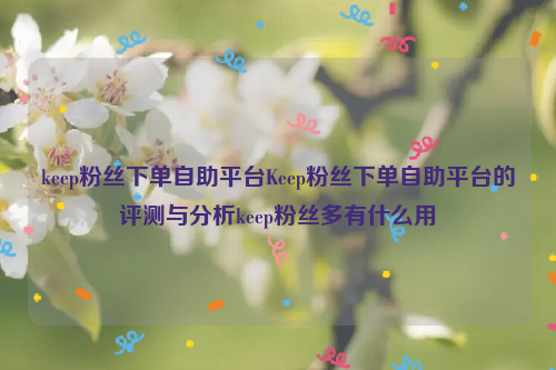 keep粉丝下单自助平台Keep粉丝下单自助平台的评测与分析keep粉丝多有什么用