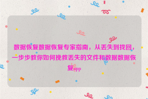 数据恢复数据恢复专家指南，从丢失到找回，一步步教你如何挽救丢失的文件和数据数据恢复app