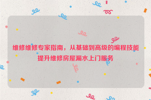 维修维修专家指南，从基础到高级的编程技能提升维修房屋漏水上门服务