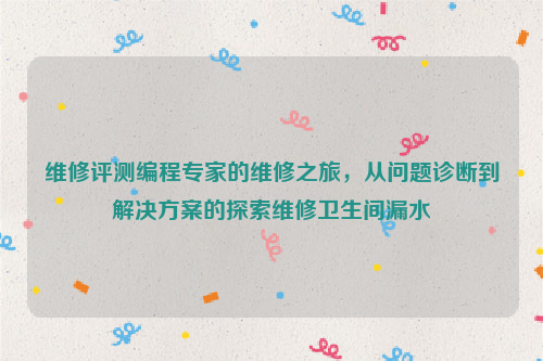 维修评测编程专家的维修之旅，从问题诊断到解决方案的探索维修卫生间漏水