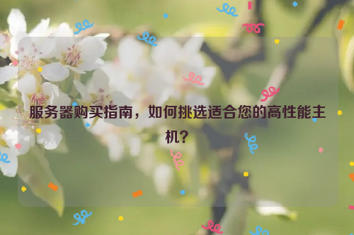 服务器购买指南，如何挑选适合您的高性能主机？