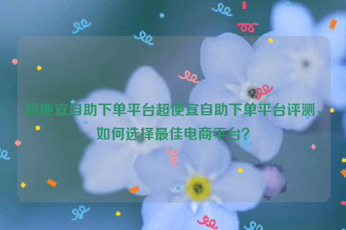 超便宜自助下单平台超便宜自助下单平台评测，如何选择最佳电商平台？