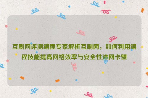 互刷网评测编程专家解析互刷网，如何利用编程技能提高网络效率与安全性沐网卡盟