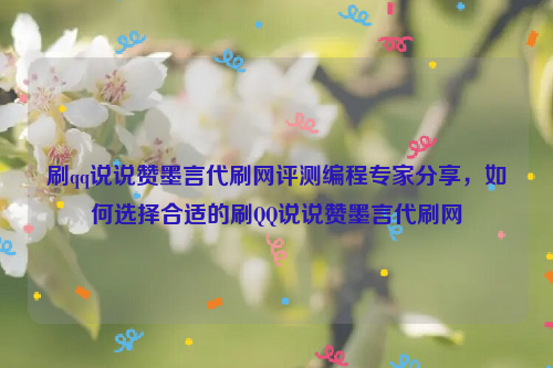 刷qq说说赞墨言代刷网评测编程专家分享，如何选择合适的刷QQ说说赞墨言代刷网