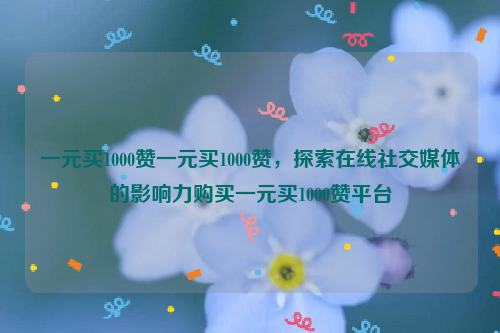 一元买1000赞一元买1000赞，探索在线社交媒体的影响力购买一元买1000赞平台