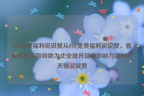 0元免费福利说说赞从0元免费福利说说赞，看编程专家如何助力企业提升品牌影响力福利天天领说说赞