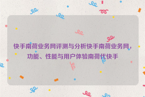 快手南荷业务网评测与分析快手南荷业务网，功能、性能与用户体验南荷代快手