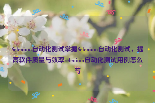 Selenium自动化测试掌握Selenium自动化测试，提高软件质量与效率selenium自动化测试用例怎么写