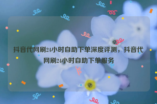 抖音代网刷24小时自助下单深度评测，抖音代网刷24小时自助下单服务