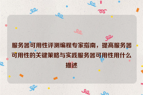 服务器可用性评测编程专家指南，提高服务器可用性的关键策略与实践服务器可用性用什么描述