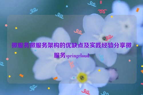 微服务微服务架构的优缺点及实践经验分享微服务springcloud