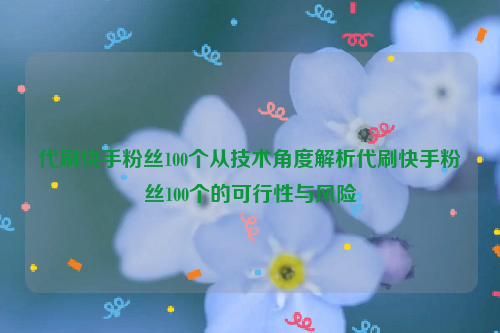 代刷快手粉丝100个从技术角度解析代刷快手粉丝100个的可行性与风险