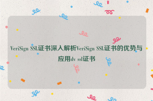 VeriSign SSL证书深入解析VeriSign SSL证书的优势与应用dv ssl证书