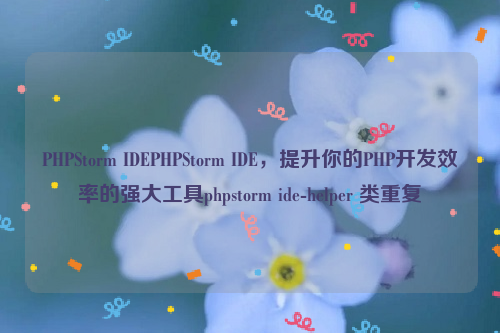 PHPStorm IDEPHPStorm IDE，提升你的PHP开发效率的强大工具phpstorm ide-helper 类重复