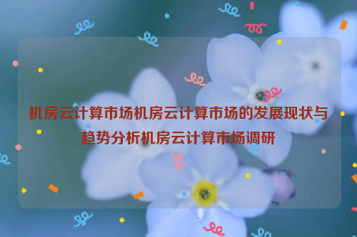 机房云计算市场机房云计算市场的发展现状与趋势分析机房云计算市场调研