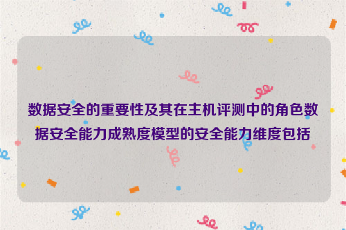 数据安全的重要性及其在主机评测中的角色数据安全能力成熟度模型的安全能力维度包括