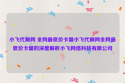 小飞代刷网 全网最低价卡盟小飞代刷网全网最低价卡盟的深度解析小飞网络科技有限公司