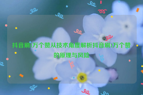 抖音刷1万个赞从技术角度解析抖音刷1万个赞的原理与风险