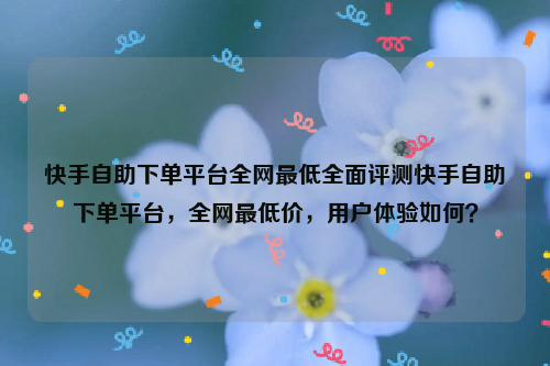 快手自助下单平台全网最低全面评测快手自助下单平台，全网最低价，用户体验如何？