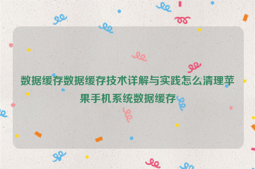 数据缓存数据缓存技术详解与实践怎么清理苹果手机系统数据缓存