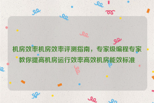 机房效率机房效率评测指南，专家级编程专家教你提高机房运行效率高效机房能效标准