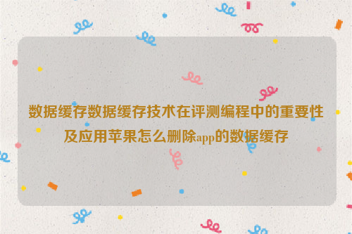 数据缓存数据缓存技术在评测编程中的重要性及应用苹果怎么删除app的数据缓存