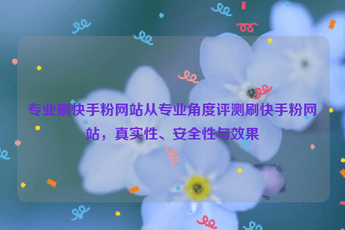 专业刷快手粉网站从专业角度评测刷快手粉网站，真实性、安全性与效果